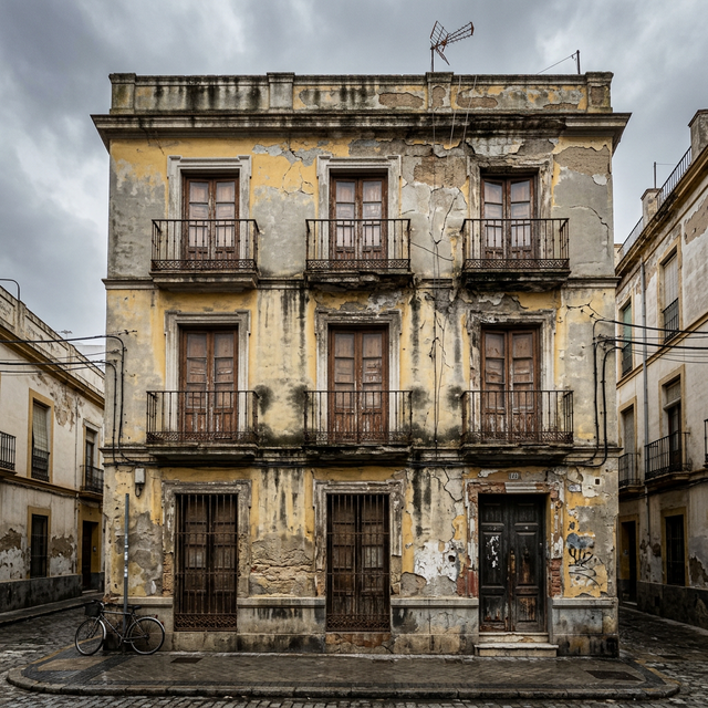Estado inicial de fachada con grietas