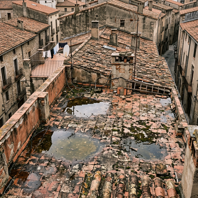 Azotea antigua con filtraciones